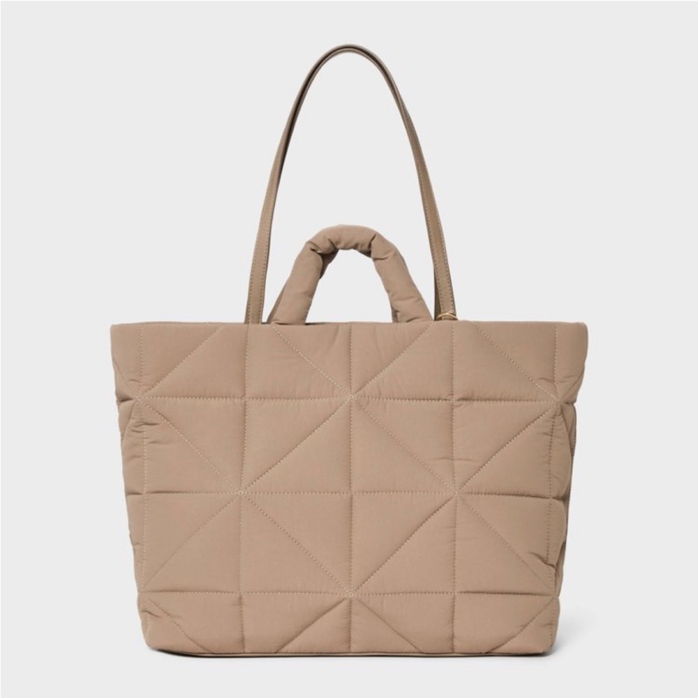 Target Quilted Beige Kate Tote Bag - Picture 6 of 15